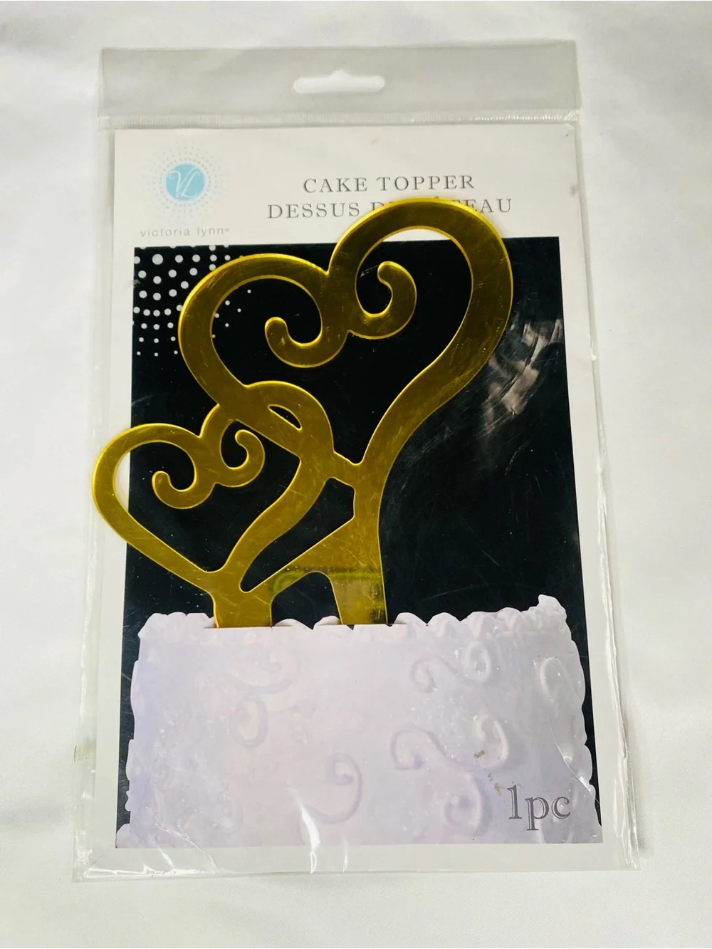 Victoria Lynn Gold Double Heart Cake Topper